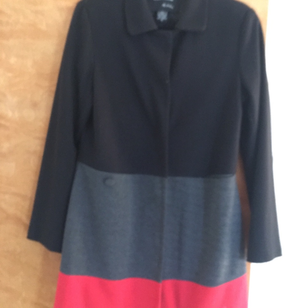 Light wool black/gray/red coat long